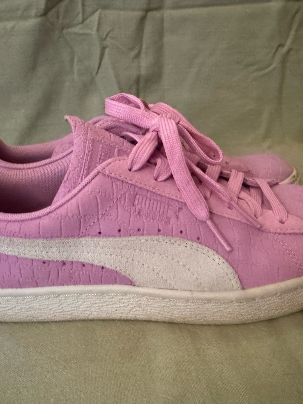 Puma Pink Suede Low-Top Sneakers with White Formstrip